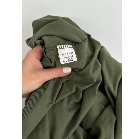 Wendy Trendy Lagenlook Olive Green Cotton Micro Stripe Maxi Dress one size - Picture 8 of 8